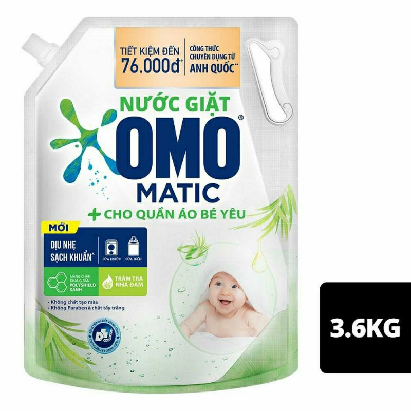 Nước Giặt Omo 3.6kg Cho Quần Áo Bé Yêu