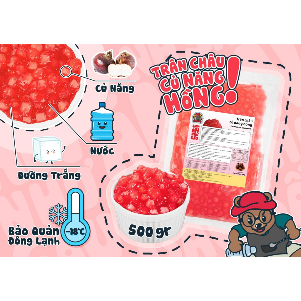 Thạch nhân dừa đông lạnh - thạch củ năng đông lạnh làm trà sen vàng, gói 500g