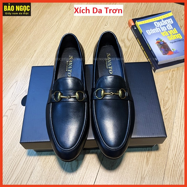 Giày lười nam da bò loại 1 BẢO NGỌC K1666 🎁 Đế cao su đúc cao 3cm 🎁 Bảo hành nổ da 12 tháng