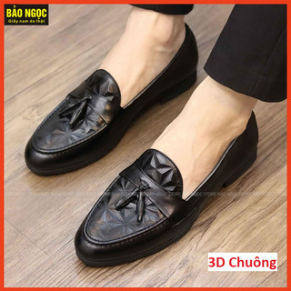 {DA BÒ MỀM-ĐẾ KHÂU} Giày lười nam da bò loại 1 BẢO NGỌC K1666 🎁 Đế cao su đúc cao 3cm 🎁 Bảo hành nổ da 12 tháng