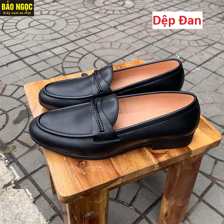 Giày lười nam da bò loại 1 BẢO NGỌC K1666 🎁 Đế cao su đúc cao 3cm 🎁 Bảo hành nổ da 12 tháng