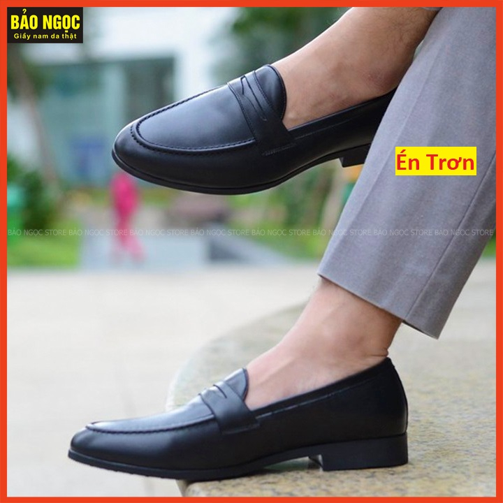 Giày lười nam da bò loại 1 BẢO NGỌC K1666 🎁 Đế cao su đúc cao 3cm 🎁 Bảo hành nổ da 12 tháng