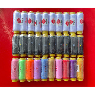 Chỉ may/ thêu sợi nhân tạo - Lốc 10 cuộn màu đen, màu trắng, đủ màu ii