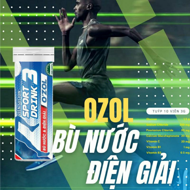 Tuýp 10 Viên Sủi Tăng Lực Ozol Sport Drink Bù Nước Và Điện Giải