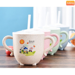 Cốc uống nước lúa mạch KÈM ỐNG HÚT cho bé
