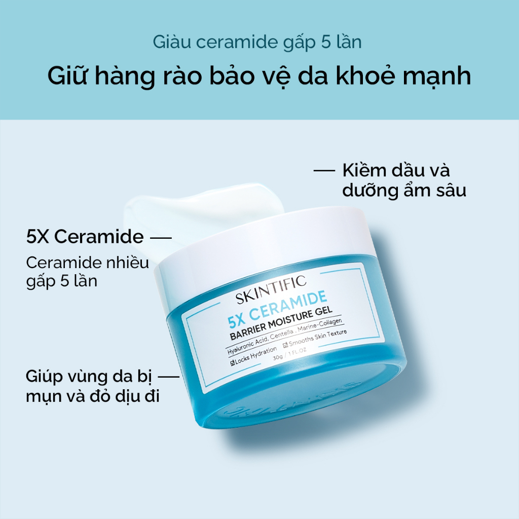Gel dưỡng ẩm cho da khoẻ mạnh 5X Ceramide Gel dưỡng ẩm SKINTIFIC 30g