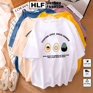 Áo thun tay lỡ unisex form giấu quần 3 quả bơ màu xanh siêu kute phô mai