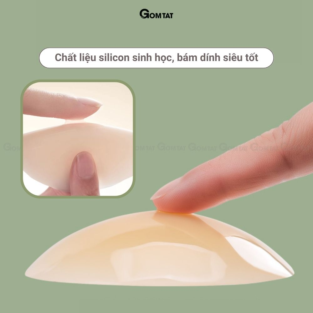 Miếng dán ngực silicone cao cấp GOMTAT - mềm mại và tái sử dụng được 6 tháng - SA-500