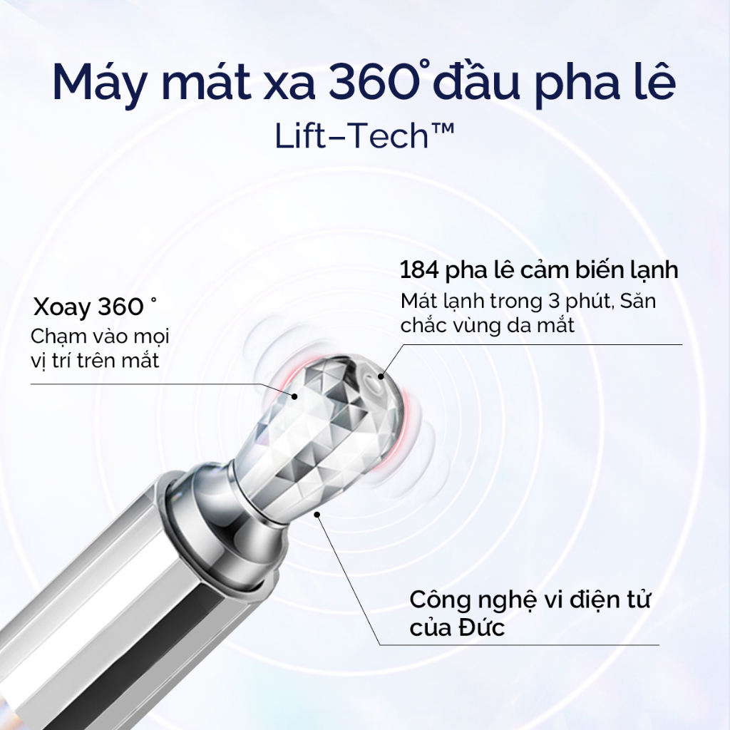 Kem mắt đầu pha lê massage 360 độ SKINTIFIC 20g