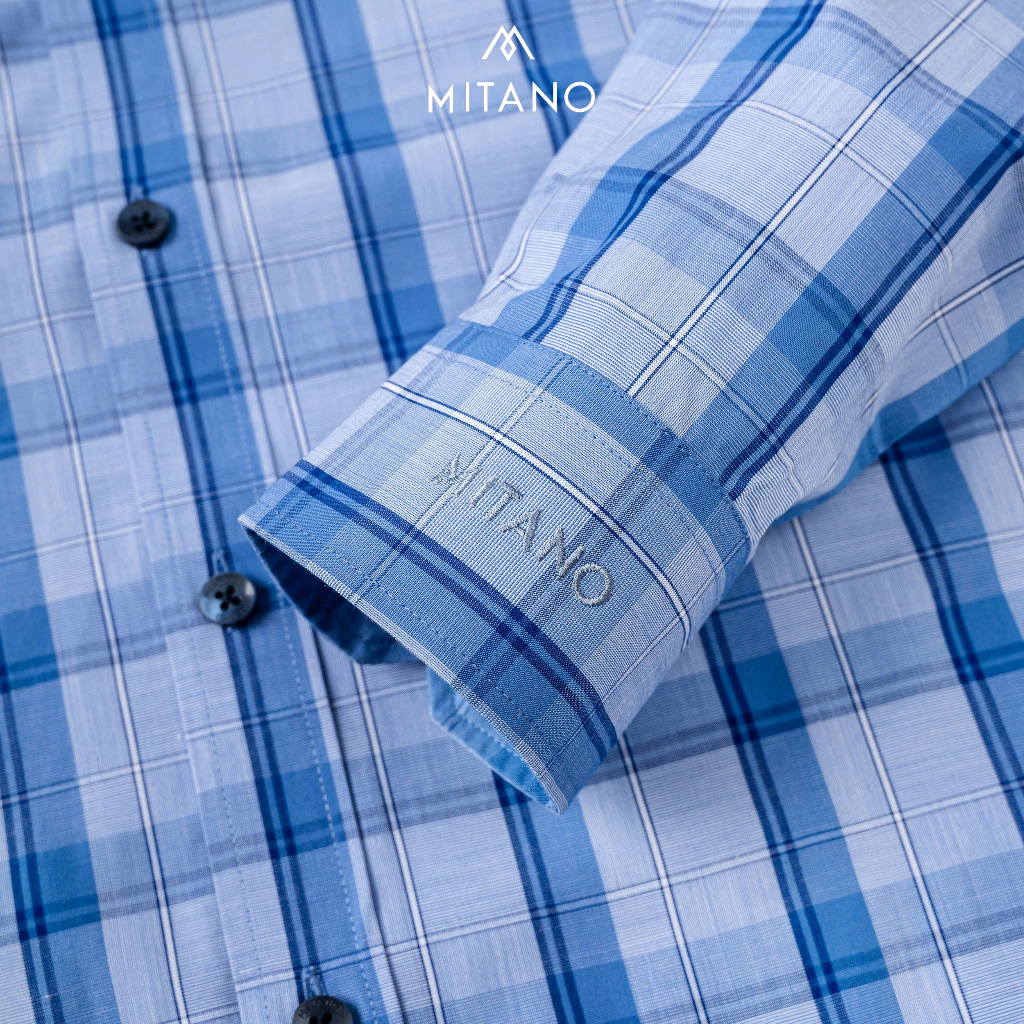 Áo sơ mi nam dài tay kẻ caro Mitano slimfit, vải bamboo.