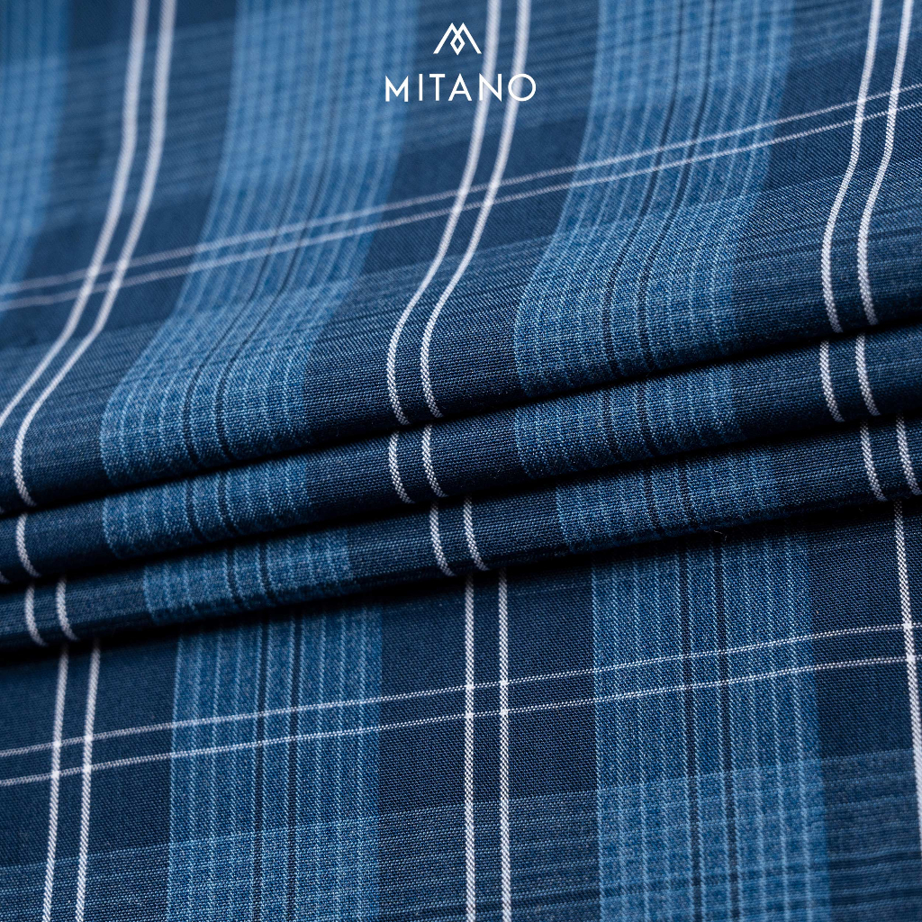 Áo sơ mi nam dài tay kẻ caro Mitano slimfit, vải bamboo.
