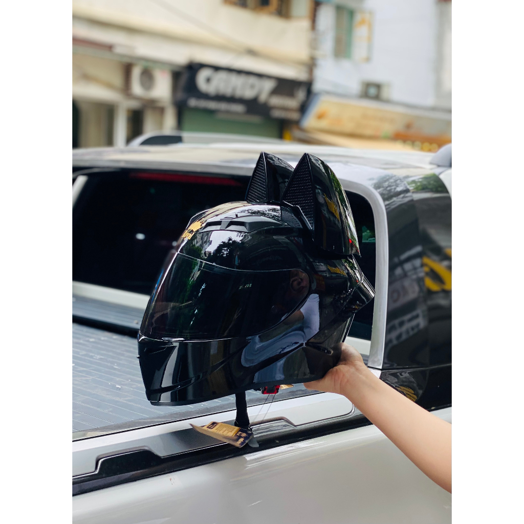 Mũ bảo hiểm Royal M266 đen + Tai mèo to gắn mũ, tặng kíh trắng khi đặt mũ kíh màu vàng, đen 7màu