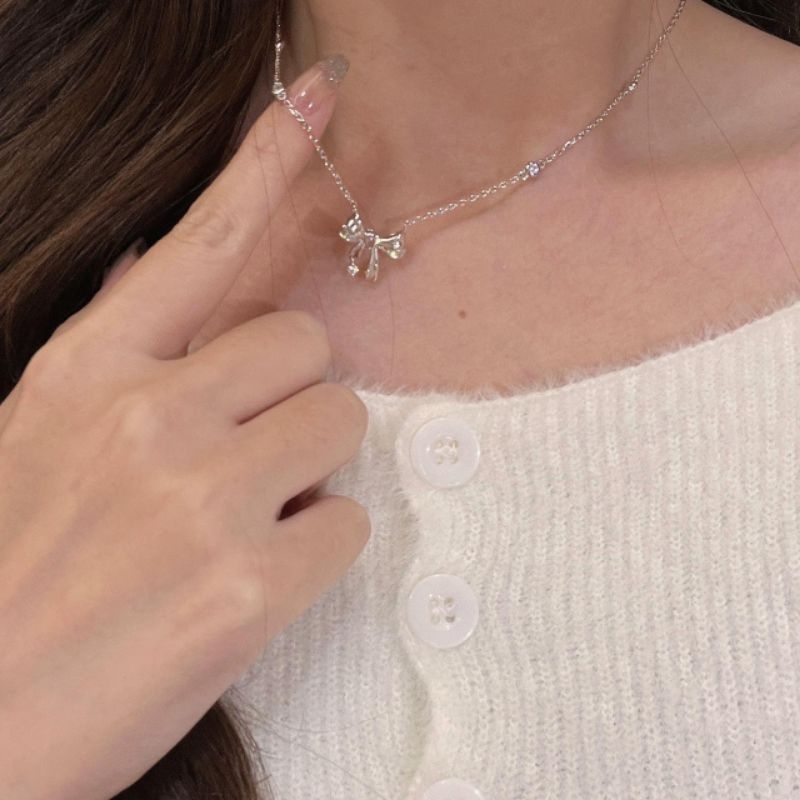 Dây Chuyền Nơ Đính Đá - TS1758 - Bcorner