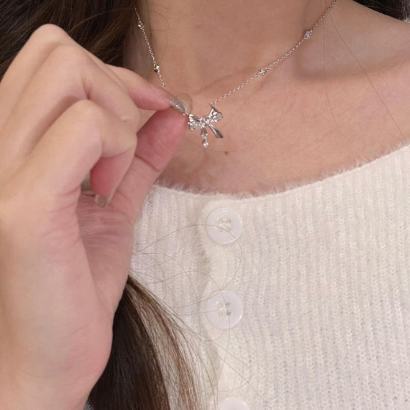 Dây Chuyền Nơ Đính Đá - TS1758 - Bcorner