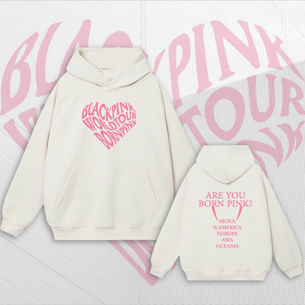 Áo khoác Blackpink Hoodies, Áo khoác hoodie nữ Born Pink giống Black Pink dễ thương, áo hoodie nữ mặc concert, Áo nỉ dái