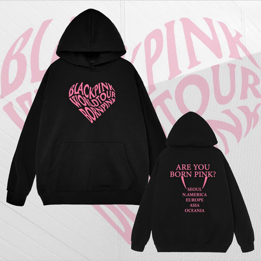 Áo khoác Blackpink Hoodies, Áo khoác hoodie nữ Born Pink giống Black Pink dễ thương, áo hoodie nữ mặc concert, Áo nỉ dái