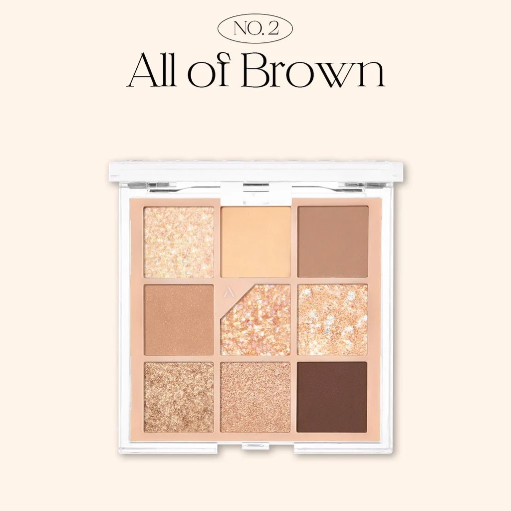 Bảng Phấn Mắt 9 Ô Unleashia Glitterpedia Eye Palette 01 02 03 04 05 06 07 All of Glitter Brown Coralpink Lavender Fog