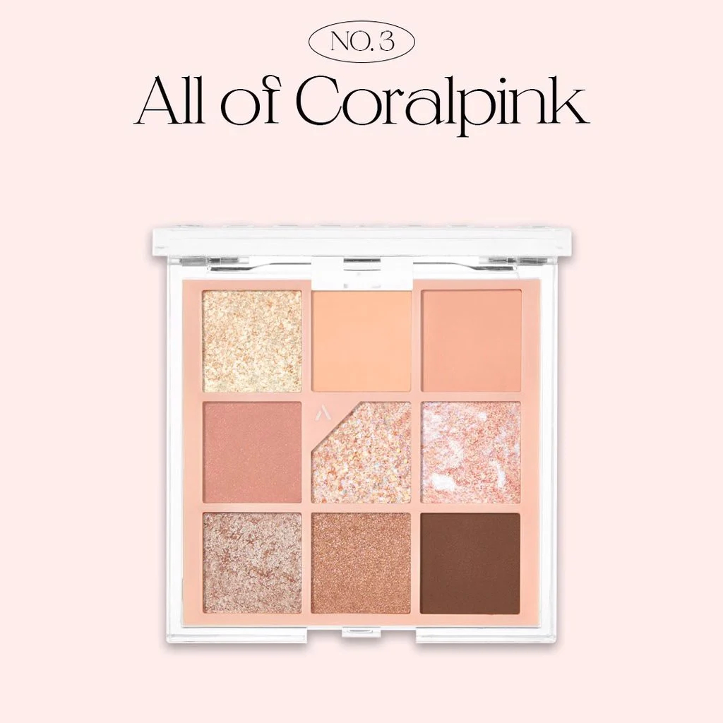 Bảng Phấn Mắt 9 Ô Unleashia Glitterpedia Eye Palette 01 02 03 04 05 06 07 All of Glitter Brown Coralpink Lavender Fog