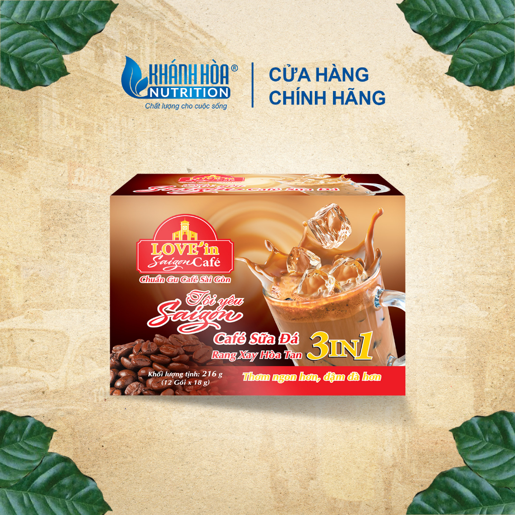 Cà Phê Sữa Rang Xay Hòa Tan 3IN1 LOVE’IN SAIGON CAFE - Khánh Hòa NutriFoods (Hộp 12 gói x 18g)