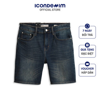 Quần short jeans nam icondenim dark blue wash qsid0123