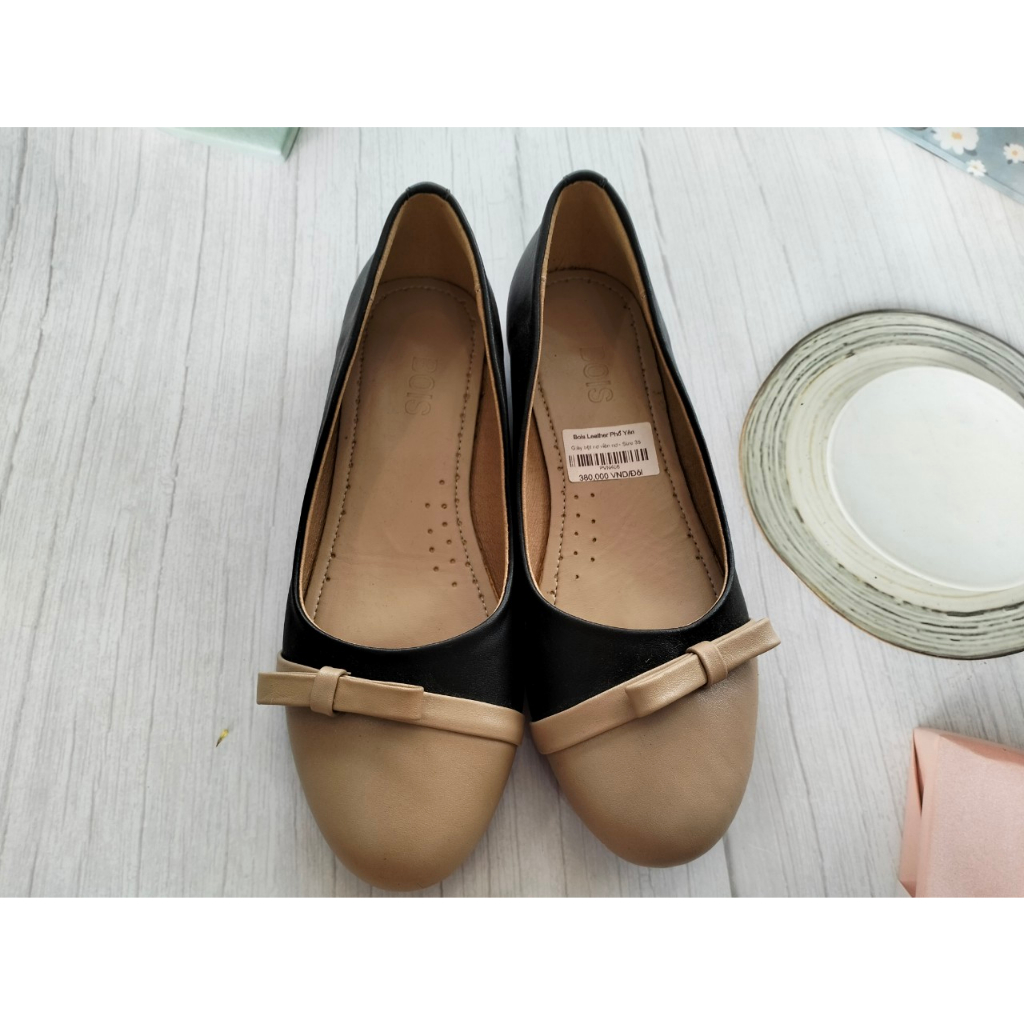 Giày búp bê nữ đế bệt da bò Bois Leather cao cấp