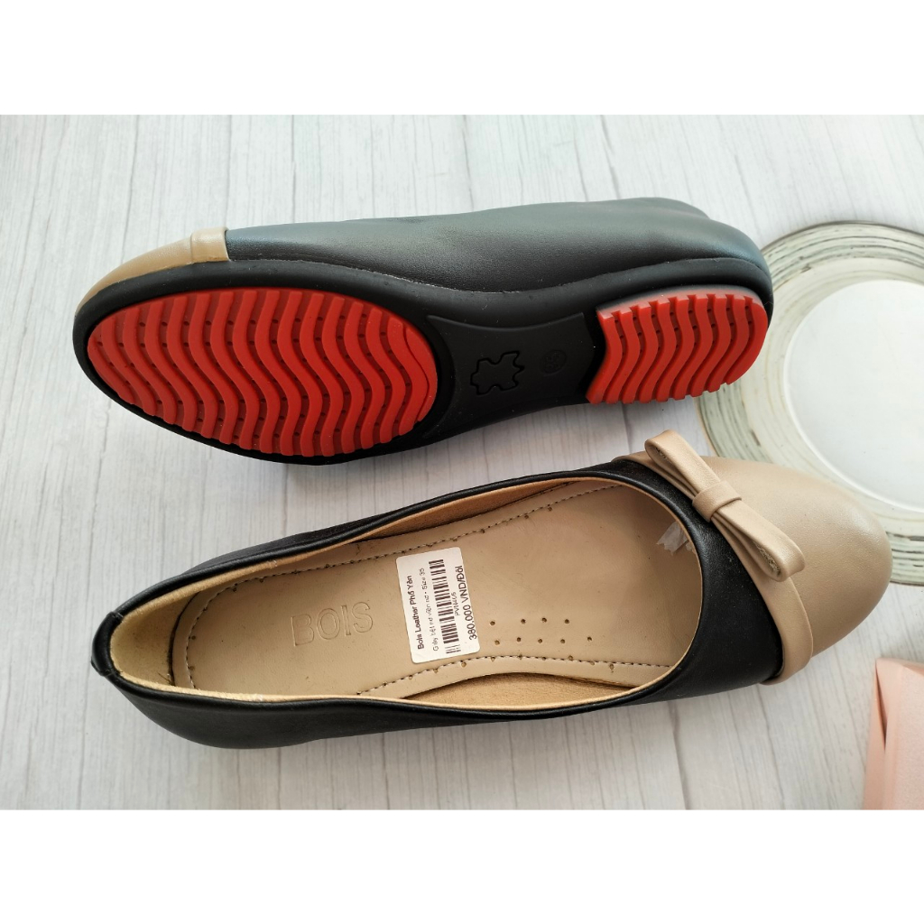 Giày búp bê nữ đế bệt da bò Bois Leather cao cấp