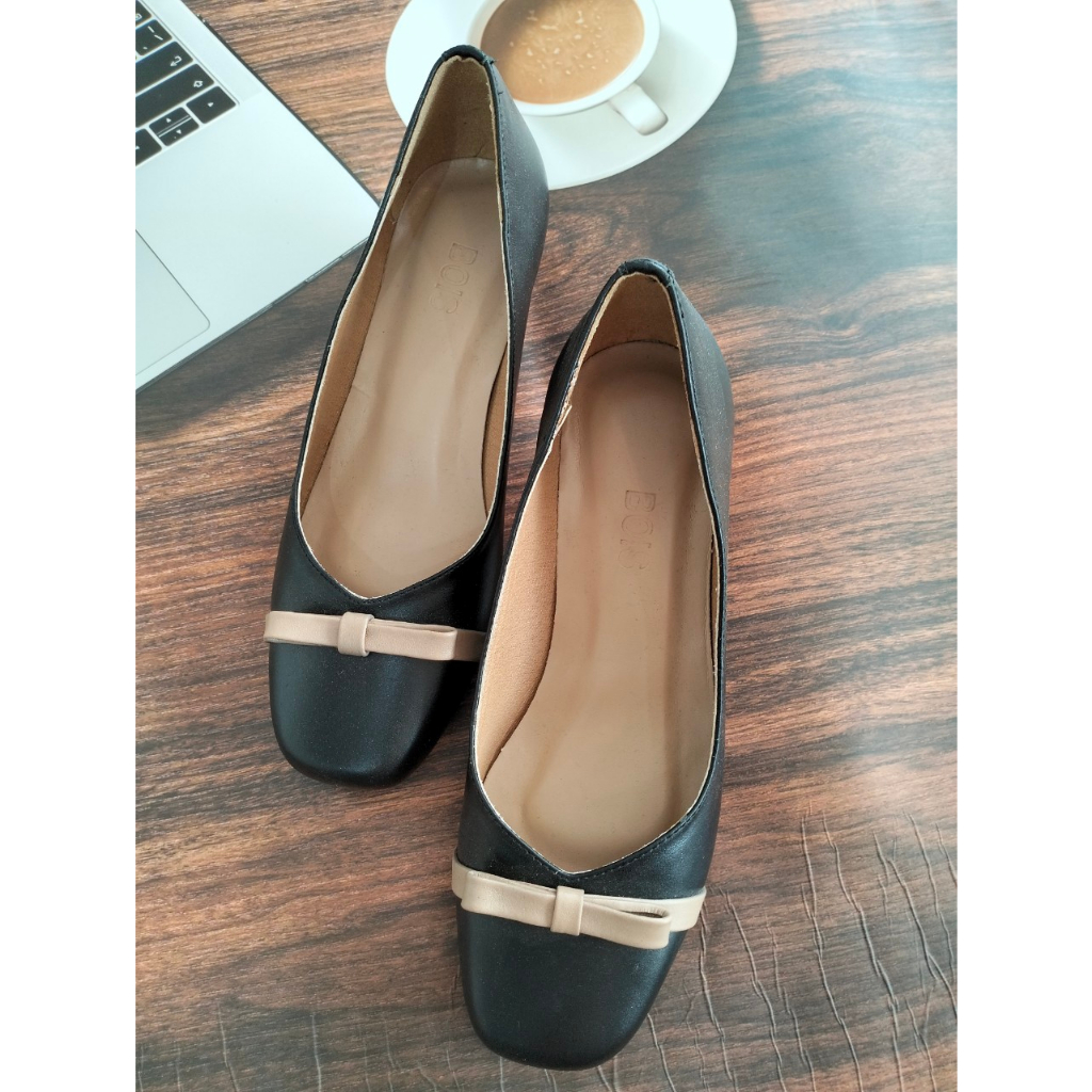 Giày Công Sở Nữ Cao Gót 3 Phân Đế Vuông, Mũi Vuông Da Bò thật CAO CẤP