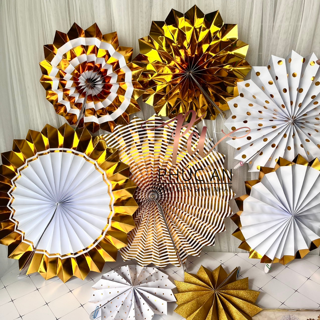 Set quạt xếp giấy trang trí sinh nhật, happy birthday, decor