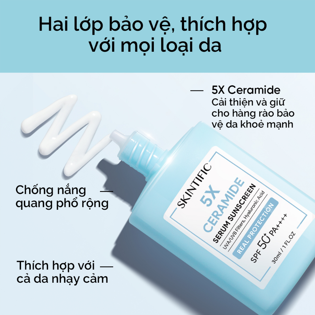 Kem chống nắng 5X Ceramide SPF 50+ PA++++ SKINTIFIC 30ml