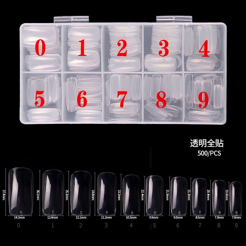 Móng úp chân dài trong - Hộp 500 móng đủ size