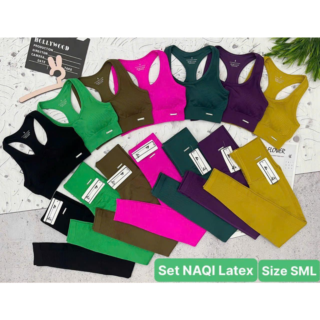 🌸 SET QUẦN ÁO THỂ THAO NAQI LATEX TẬP GYM YOGA NỮ  nâng mông hot 2023 GY018