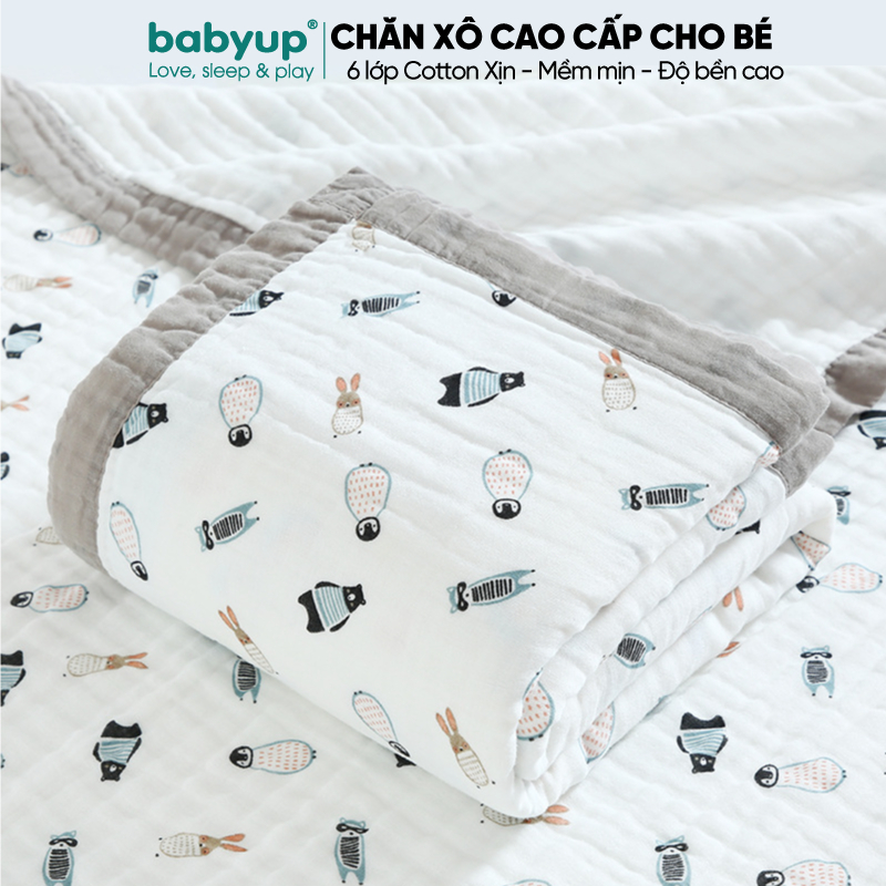 Chăn xô cho bé 6 lớp, đa năng, mềm mại, cao cấp Babyup