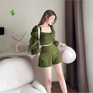 🍒🍒🍒🌵🌵 Sets bộ đùi TD tay dài cổ vuông nhúng bèo ôm pc