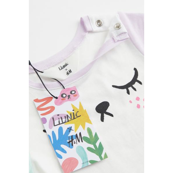 Áo cotton bé gái linic H&M