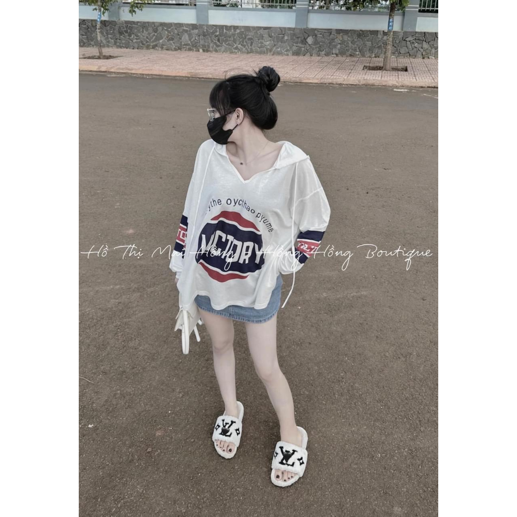 Nữ Áo Cotton Áo Hoodie Nữ Dài Tay In Họa Tiết Có Mũ Mẫu VICTORY.PT196