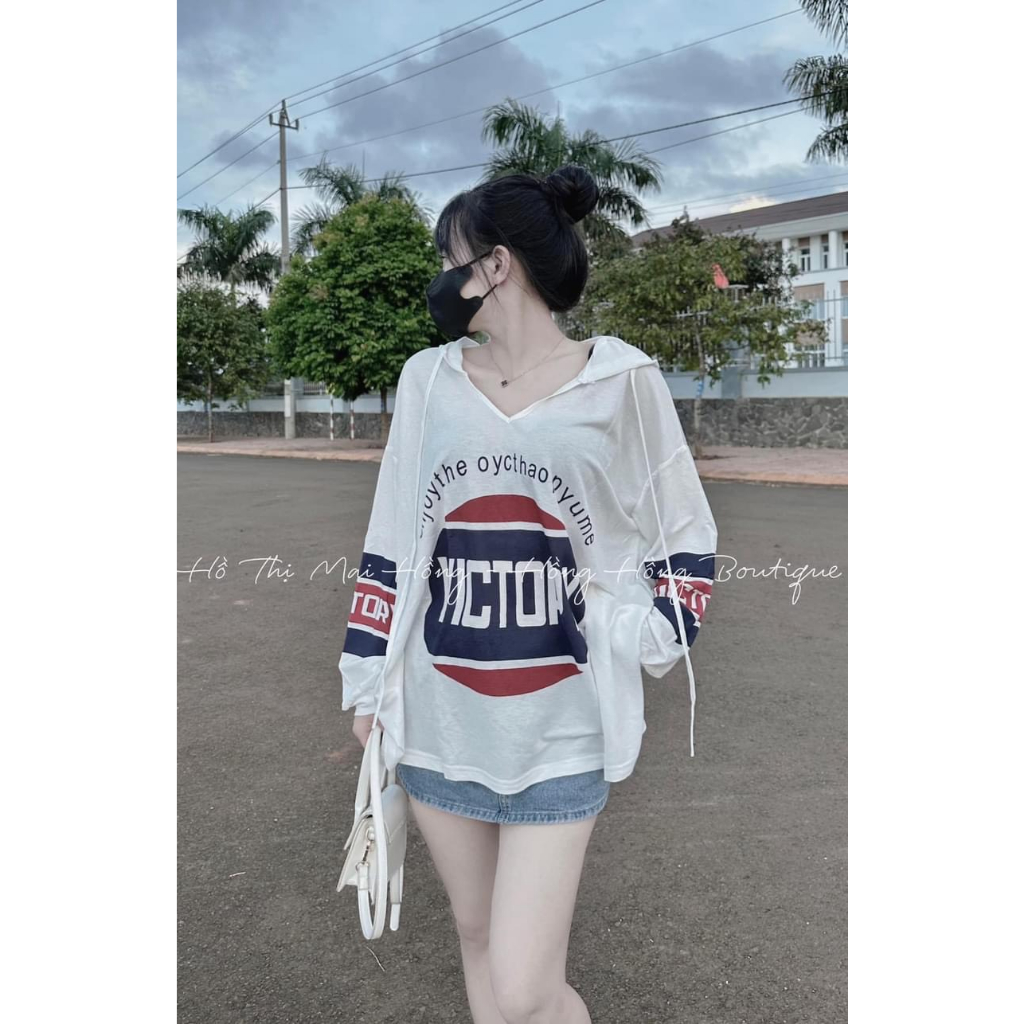 Nữ Áo Cotton Áo Hoodie Nữ Dài Tay In Họa Tiết Có Mũ Mẫu VICTORY.PT196