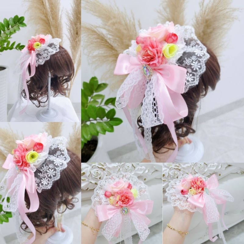 Kẹp tóc hình nón, kẹp hoa phong cách lolita phối ren HÌNH VÀ VIDEO SHOP TỰ CHỤP 100%