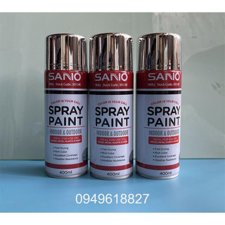 Sơn xịt mạ Inox chrome SANO nhanh khô độ phủ cao màu đẹp 400ml