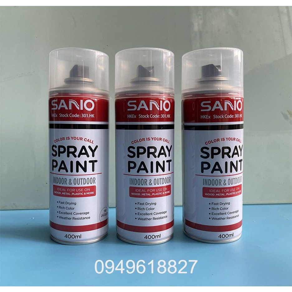 Chai xịt Phủ bóng SANO 400ml bóng cao, phủ tốt, màu đẹp và bền