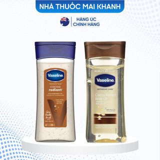 [Bill Mỹ] Vaseline Cocoa Radiant Body Oil- Dưỡng Ẩm Vaseline toàn thân dạng Gel Oil