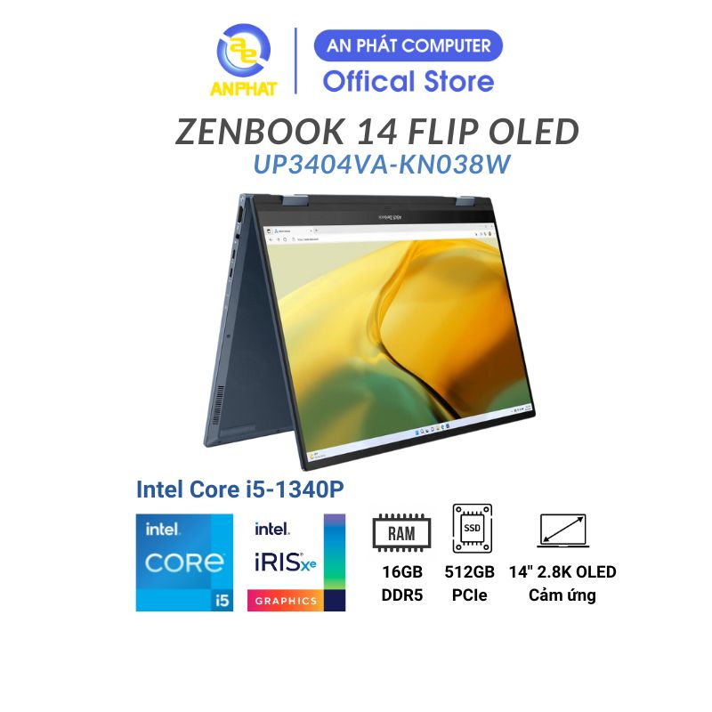 Laptop Asus Zenbook 14 Flip OLED UP3404VA-KN038W (Core i5-1340P | 16GB | 14" OLED)