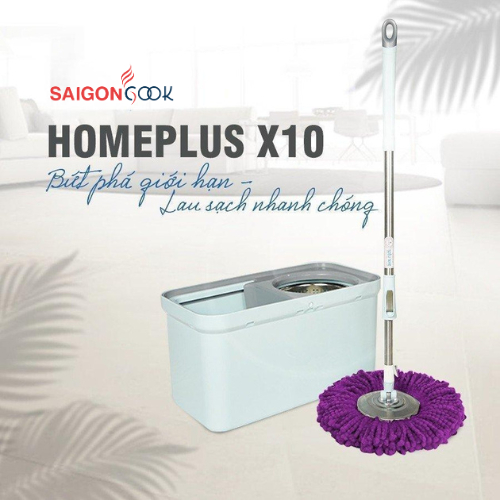 Bộ lau nhà Homeplus X10 Megahome Saigoncook có lồng vắt và cây lau inox, bông lau siêu thấm hút