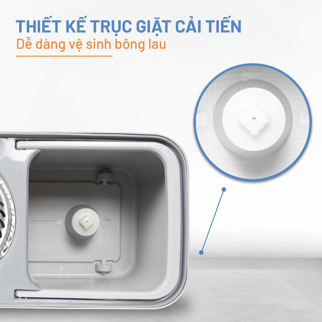 Bộ lau nhà Homeplus X10 Megahome Saigoncook có lồng vắt và cây lau inox, bông lau siêu thấm hút