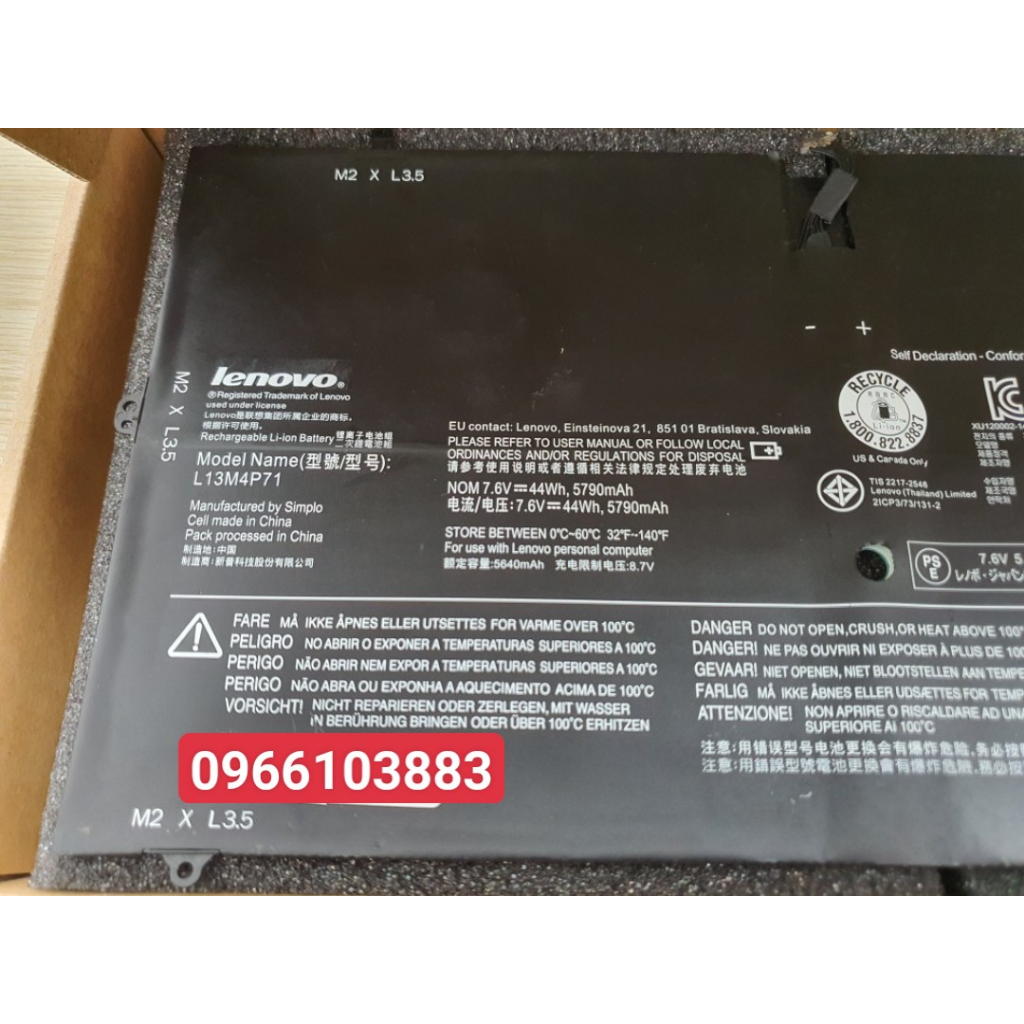 Pin Dành Cho Laptop Lenovo Yoga 3 Pro 1370 Pro-5Y71 Pro-I5Y51 L13M4P71 L14L4P71 L14S4P71 Zin New