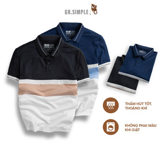 Áo Polo Nam Phối Kẻ Sọc Ngang GRSIMPLE Áo Thun Ngắn Tay Có Cổ Thoáng Mát POLO Kẻ Dáng Ôm