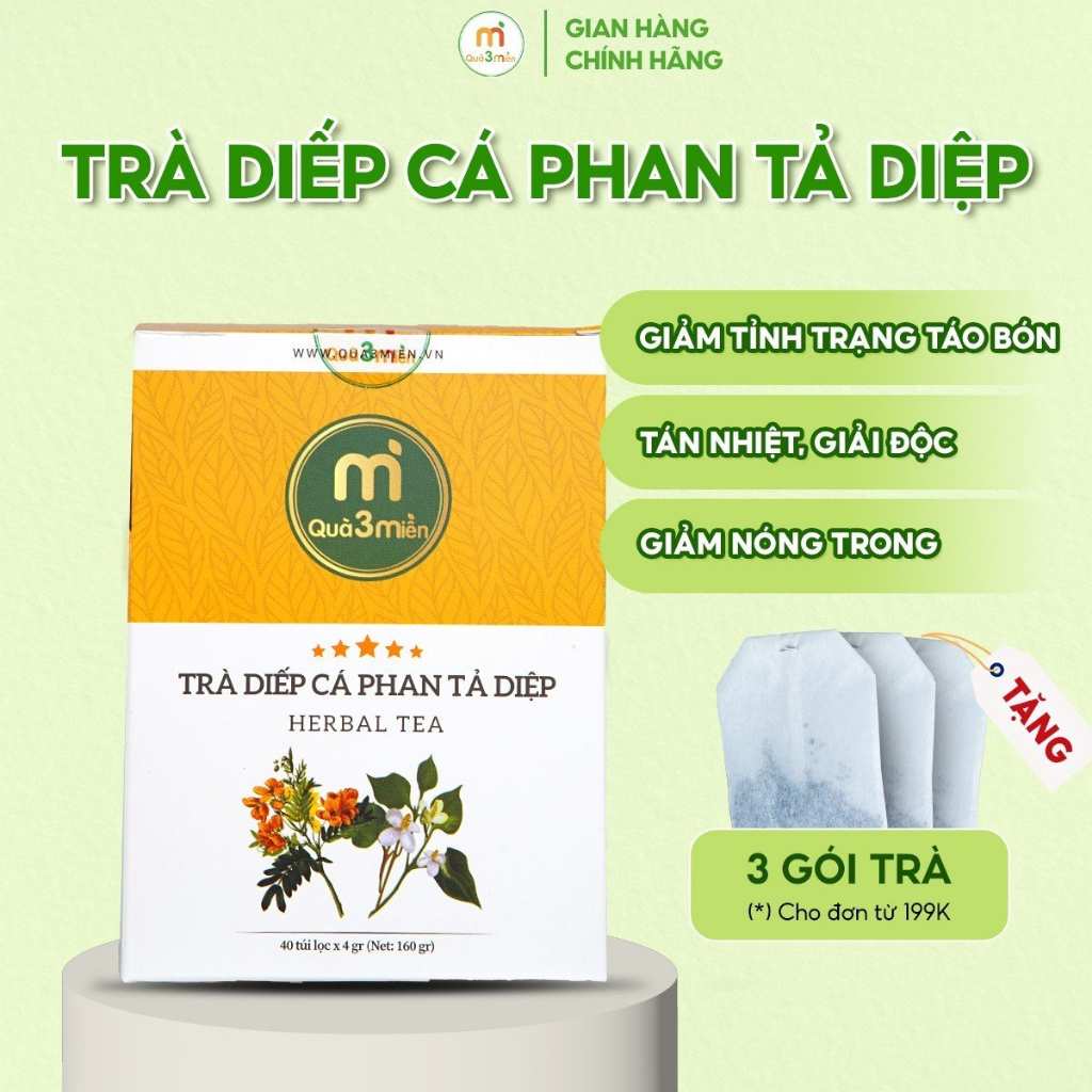 Trà Diếp Cá Phan Tả Diệp, hộp 40 túi lọc thương hiệu Quà 3 Miền