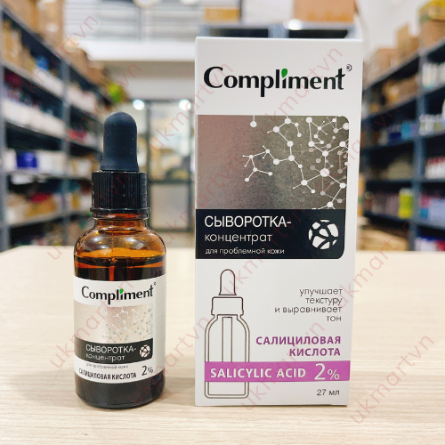 Serum Compliment 2% BHA Salicylic Acid Hyaluronic Acid B5 5% Vitamin C 20% Làm Sạch Da, Giảm Mụn Trắng Da Căng Bóng 27ml