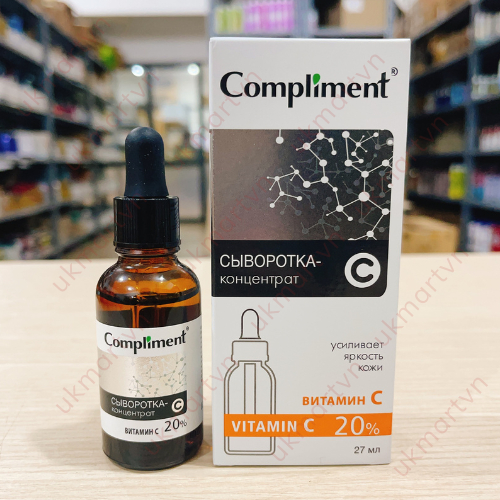 Serum Compliment 2% BHA Salicylic Acid Hyaluronic Acid B5 5% Vitamin C 20% Làm Sạch Da, Giảm Mụn Trắng Da Căng Bóng 27ml