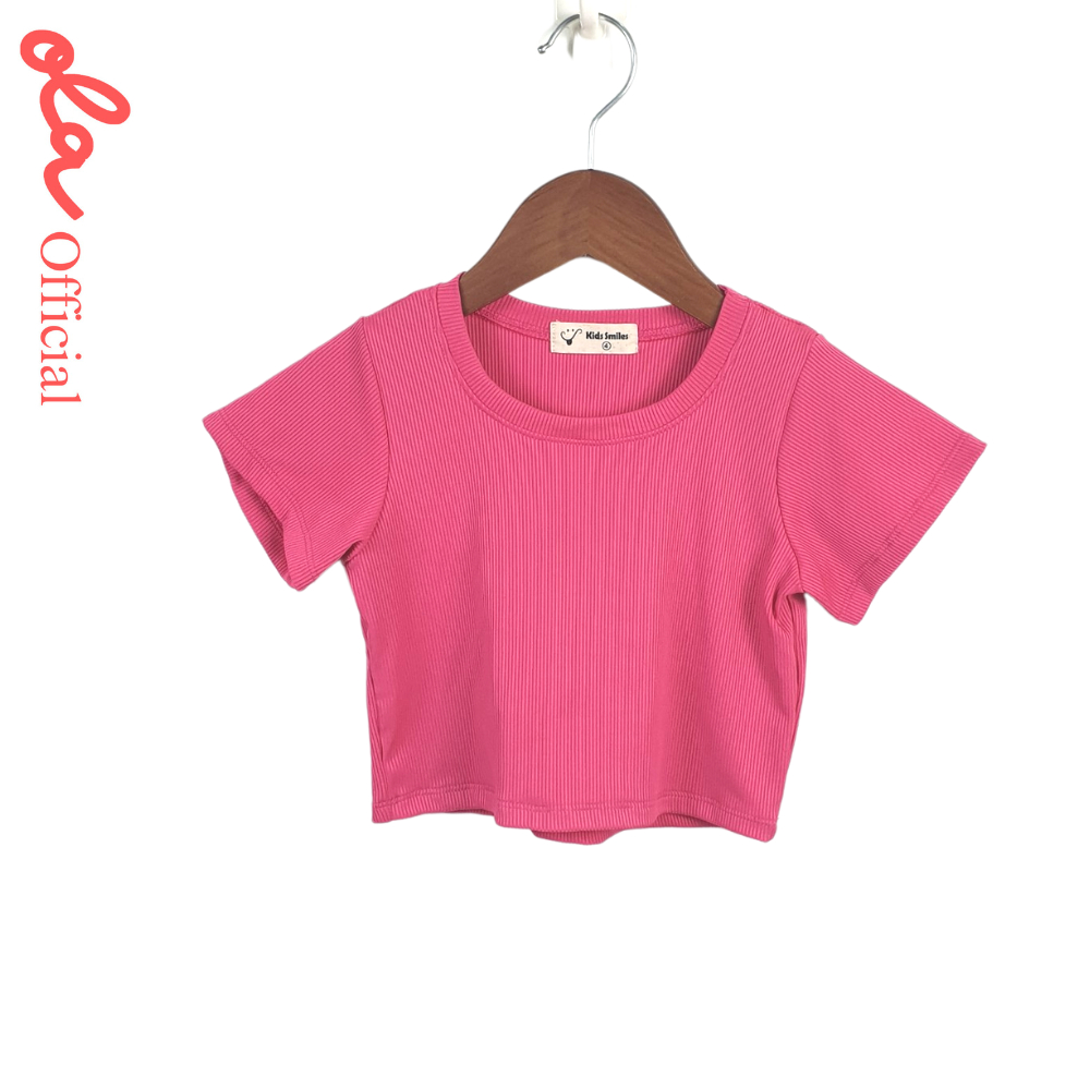 Áo thun tay ngắn cho bé gái kiểu trơn màu cực xinh