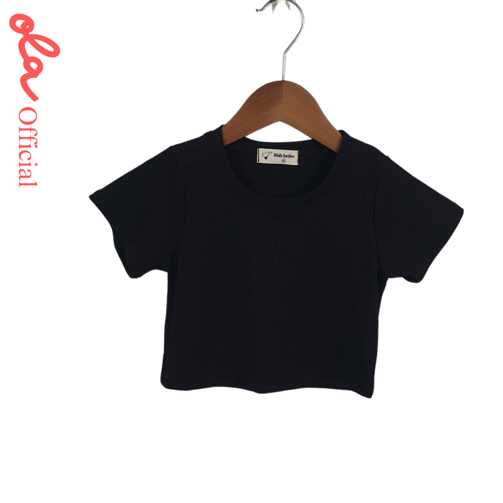 Áo thun tay ngắn cho bé gái kiểu trơn màu cực xinh